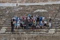 The ruins of the ancient antique city of Ephesus the library building of Celsus, the amphitheater temples and columns. Candidate f Royalty Free Stock Photo