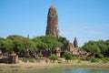 Ruins of the ancient Buddhist temple of Wat Phra Ram on a sunny afternoon. Ayutthaya, Thailand. Royalty Free Stock Photo