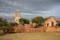 Ruins of the ancient Buddhist temple of Wat Ratchaburana Wat Rat Burana in the morning sun. Ayutthaya, Thailand