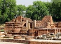 Ruins of ancient buildings, temple and Buddhist stupas of the ancient city of Sarnath, near Benares, India