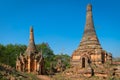 Ruins of ancient Burmese Buddhist pagodas Royalty Free Stock Photo