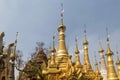 Ruins of ancient Burmese Buddhist pagodas Nyaung Ohak in the village of Indein on Inlay Lake in Shan State Royalty Free Stock Photo