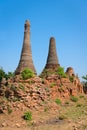 Ruins of ancient Burmese Buddhist pagodas Royalty Free Stock Photo