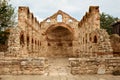 Ruins of the ancient church of Saint Sofia Old Bishopric in the Old Town of Nesebar, Bulgaria. UNESCO World Heritage site Royalty Free Stock Photo