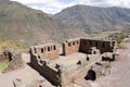 Ruins of ancient citadel of Inkas on the mountain, Pisac, Peru Royalty Free Stock Photo