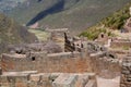 Ruins of ancient citadel of Inkas on the mountain, Pisac, Peru Royalty Free Stock Photo