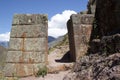 Ruins of ancient citadel of Inkas on the mountain, Pisac, Peru Royalty Free Stock Photo