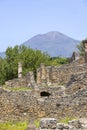 Ruins of an ancient city destroyed by the eruption of the volcano Vesuvius in 79 AD near Naples, Pompeii, Italy Royalty Free Stock Photo