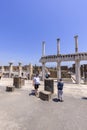 Ruins of an ancient city destroyed by the eruption of the volcano Vesuvius in 79 AD near Naples, remains of the Basilica, Pompeii