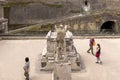 Ruins of an ancient city destroyed by the eruption of the volcano Vesuvius in 79 AD near Naples, Statue of Marcus Nonius Balbus,