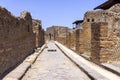 Ruins of an ancient city destroyed by the eruption of the volcano Vesuvius in 79 AD near Naples, Pompeii, Italy Royalty Free Stock Photo