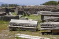 Ruins of an ancient city destroyed by the eruption of the volcano Vesuvius near Naples, Pompeii, Italy.The remains of Temple of