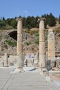 The ruins of the ancient city of Ephesus in Turkey. Columns of the Roman basilica