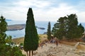 Ruins of an ancient city, Lindos, Acropolis, Rhodes island, Greece Royalty Free Stock Photo