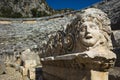 Ruins of the ancient city of Myra in Demre, Turkey, Face stone relief of ancient town of Myra