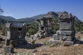 Ruins of the ancient city of Sidima, Turkey, three Lycian tombs