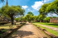 Ruins of ancient city and temples Ayutthaya, Thailand. Old kingdom of Siam. Summer day with blue sky. Famous tourist destination, Royalty Free Stock Photo