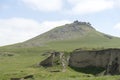 Ruins of ancient Enisala Fortress also referred as Heracleea Fortress on cloudy day in Dobrogea, Romania