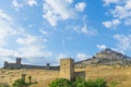 Ruins of an ancient fortress. ancient city. Fortress on the rocks. Ruined walls of a medieval castle on the mountain