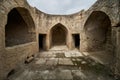 Ruins of an ancient fortress, indoors. Ancient oriental sauna