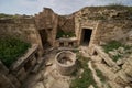 Ruins of an ancient fortress, indoors. Ancient oriental sauna