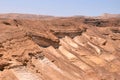 Ruins of ancient fortress of Massada on the mountain in deser Negev near Dead sea in southern Israel Royalty Free Stock Photo