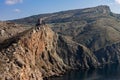 Ruins of the ancient fortress on the rocky mountain