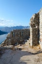 Ruins of ancient fortress of St. John Illyrian Fort over Bay oÃÂ° Kotor, Montenegro Royalty Free Stock Photo