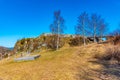 Ruins of an ancient fortress on the Sverresborg hill inside of the Trondelag folk museum in Trondheim, Norway