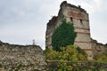 Ruins ancient fortress walls of Constantinople, known as the Theodosian Walls Royalty Free Stock Photo