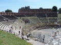 Ruins of ancient greek and roman theatre in Taormina Royalty Free Stock Photo