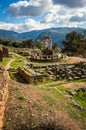 Ruins of an ancient greek temple of Apollo at Delphi, Greece Royalty Free Stock Photo