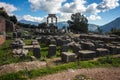 Ruins of an ancient greek temple of Apollo at Delphi, Greece Royalty Free Stock Photo