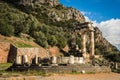 Ruins of an ancient greek temple of Apollo at Delphi, Greece Royalty Free Stock Photo