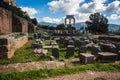 Ruins of an ancient greek temple of Apollo at Delphi, Greece Royalty Free Stock Photo