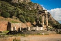 Ruins of an ancient greek temple of Apollo at Delphi, Greece Royalty Free Stock Photo