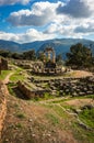 Ruins of an ancient greek temple of Apollo at Delphi, Greece Royalty Free Stock Photo