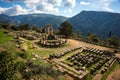 Ruins of an ancient greek temple of Apollo at Delphi, Greece Royalty Free Stock Photo