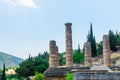 Ruins of an ancient greek temple of Apollo at Delphi Royalty Free Stock Photo