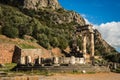 Ruins of an ancient greek temple of Apollo at Delphi Royalty Free Stock Photo