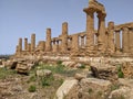 The ruins of the ancient Greek Temple of Concord in the Valley of the Temples in Agrigento in Sicily Royalty Free Stock Photo