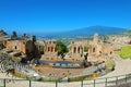 Ruins of the Ancient Greek Theater in Taormina, Sicily Royalty Free Stock Photo