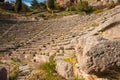 Ruins of an ancient greek theatre at Delphi, Greece Royalty Free Stock Photo