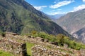 The ruins of the ancient Inca city of Choquequirao, alternative to Machu Picchu, Peru Royalty Free Stock Photo