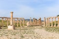 Ruins of the ancient Jerash, the Greco-Roman city of Gerasa in modern Jordan Royalty Free Stock Photo