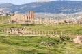 Ruins of the ancient Jerash, the Greco-Roman city of Gerasa in modern Jordan Royalty Free Stock Photo