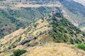 The ruins of the ancient Jewish city of Gamla on the Golan Heights. Destroyed by the armies of the Roman Empire in 67th year AD