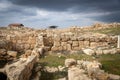 Ruins of the ancient Jewish settlement of Susiya in the Hebron Highlands in Israel