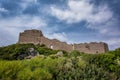 The ruins of the ancient Kritinia castle at Rhodes island, Greece Royalty Free Stock Photo