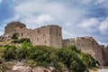 The ruins of the ancient Kritinia castle at Rhodes island, Greece Royalty Free Stock Photo
